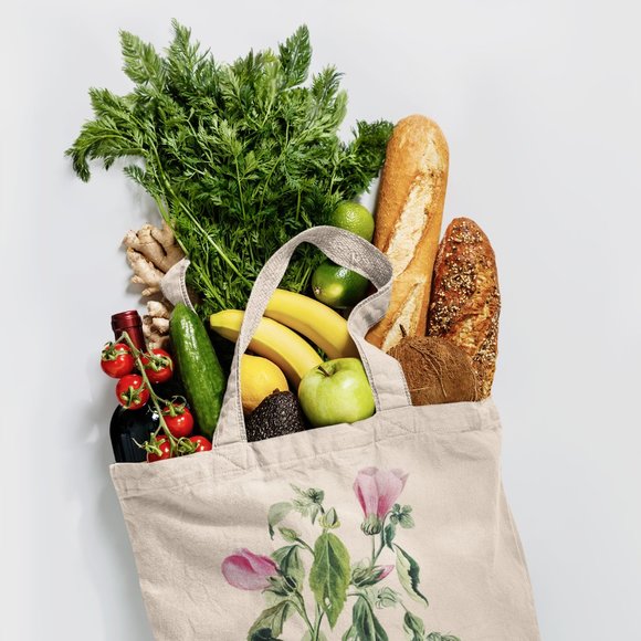 Rosepink Vintage Watercolor Floral Print Graphic Canvas Tote Bag - Picture 4 of 5